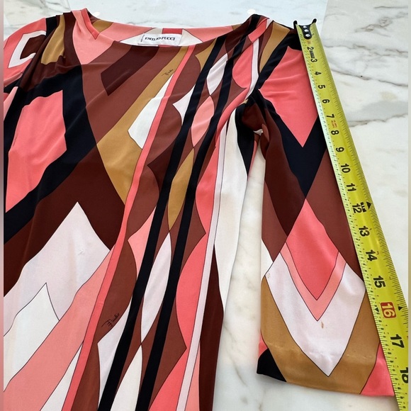 EMILIO PUCCI CORAL MULTI ICONIC PRINT MARILYN STYLE DRESS SIZE IT 40 / US 6 - Picture 10 of 17